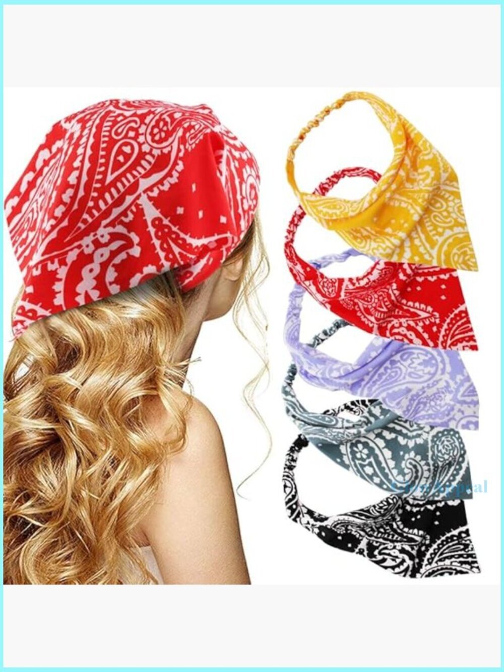 5-Piece Elastic Chiffon Headbands, Paisley Boho Hair Scarves for Women